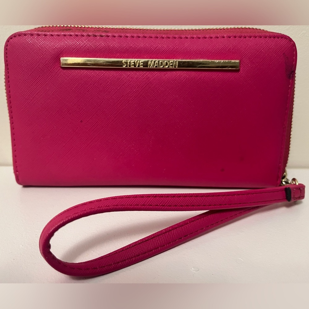 Steve Madden Fuchsia Clutch with Gold Detail